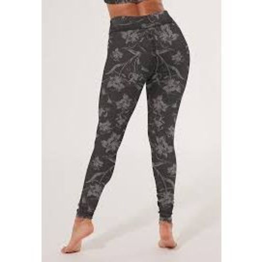 Pact Floral Print High Rise Stretchy Leggings XL Gray Black Yoga Pants